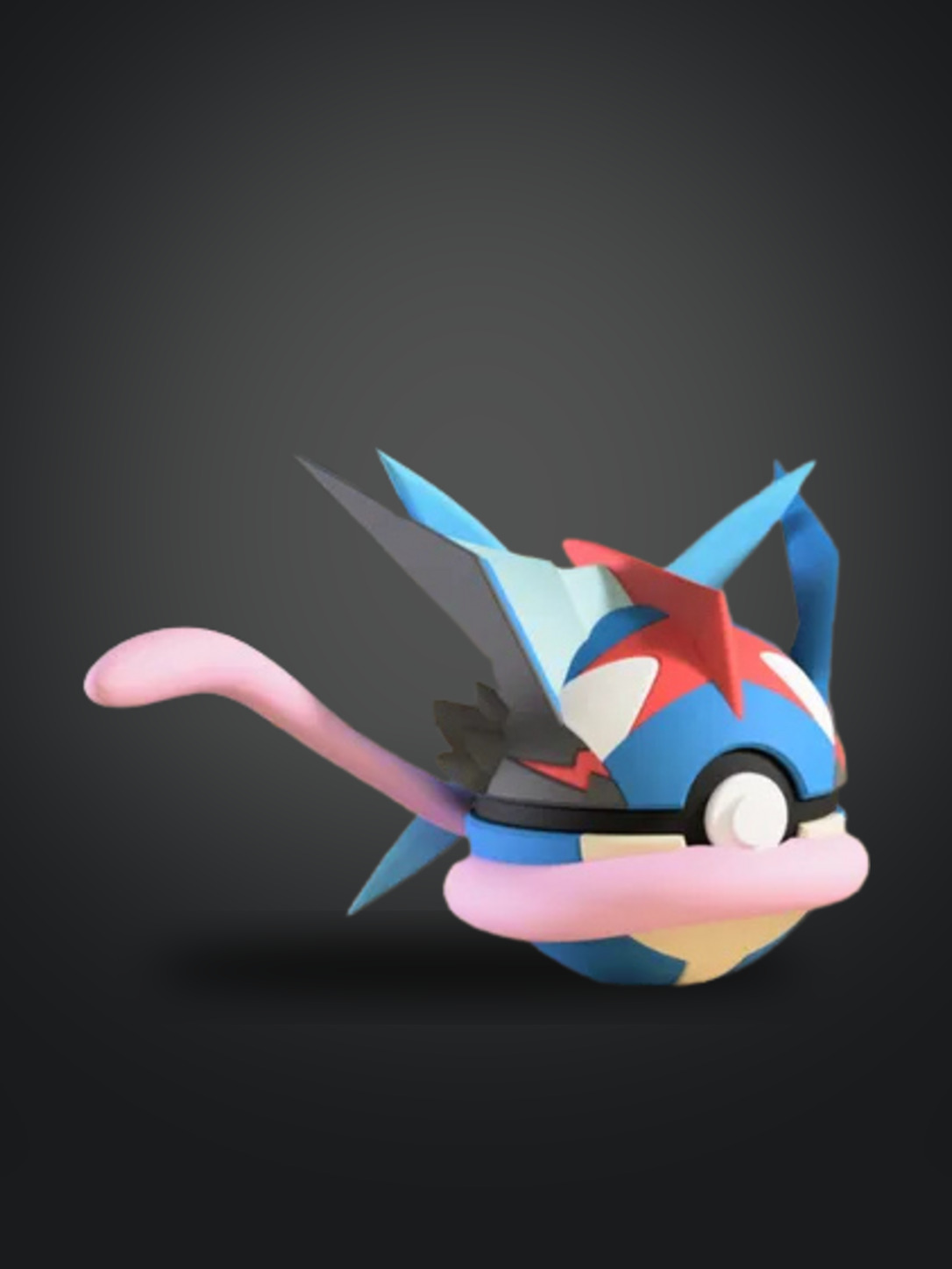 Vista frontal de la pokebola Ash-Greninja