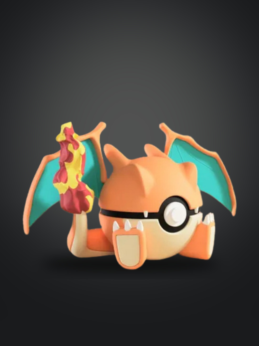 Vista frontal de la pokebola Charizard