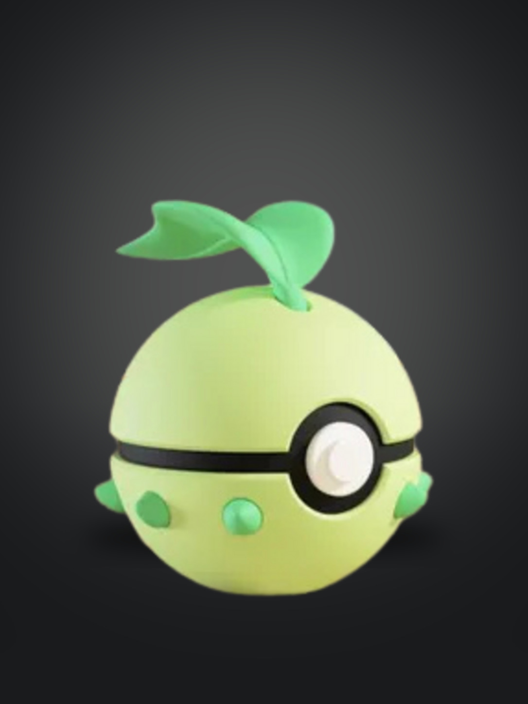 Vista frontal de la pokebola Chikorita