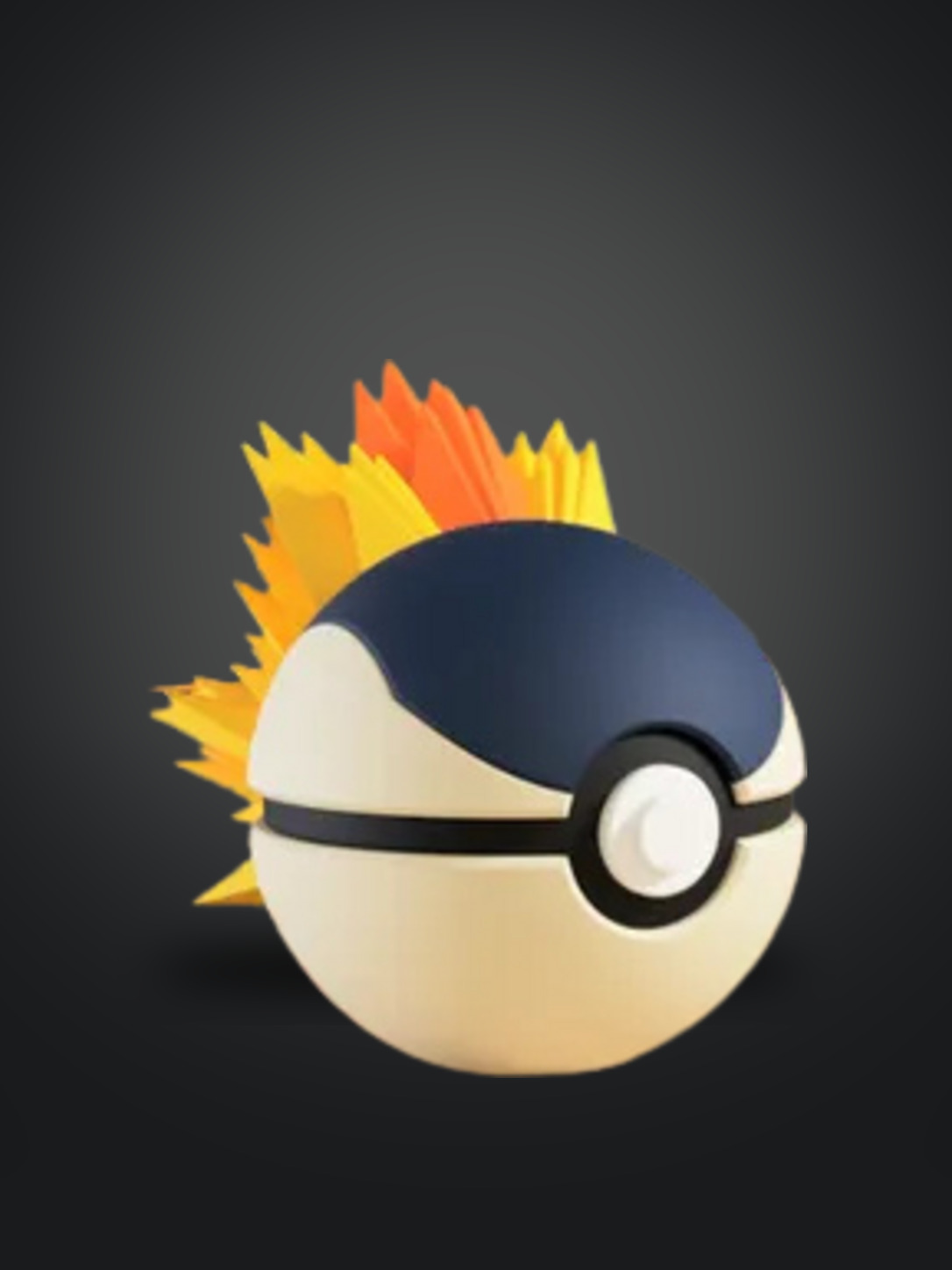 Vista frontal de la pokebola Cyndaquil