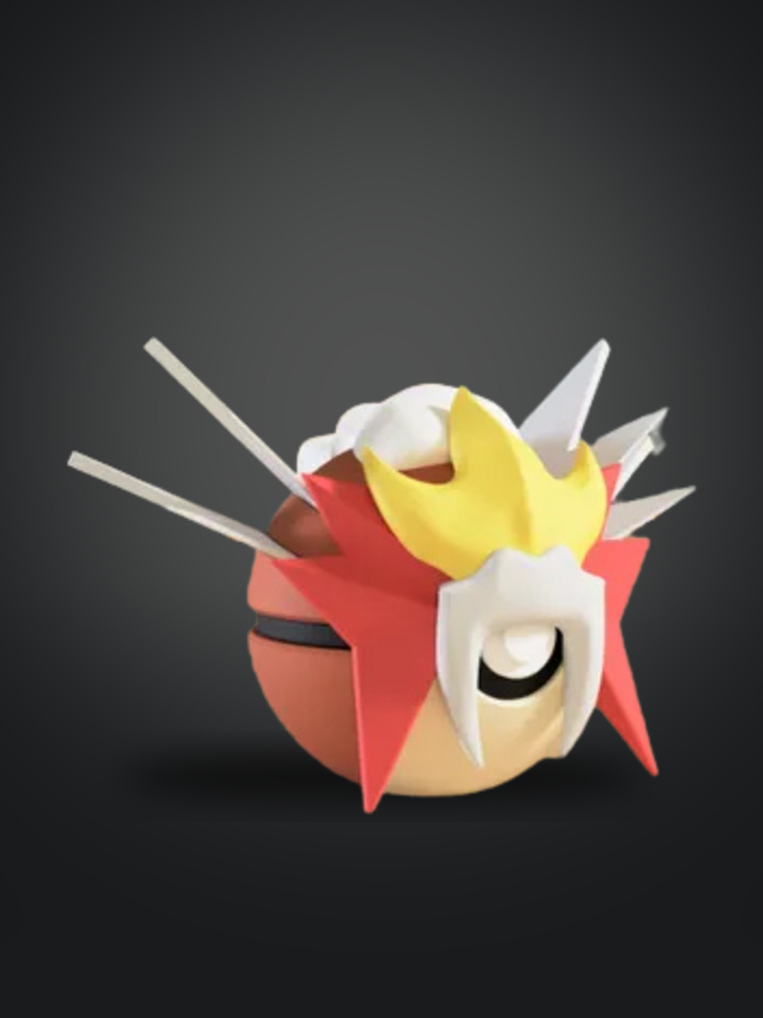 Vista frontal de la pokebola Entei
