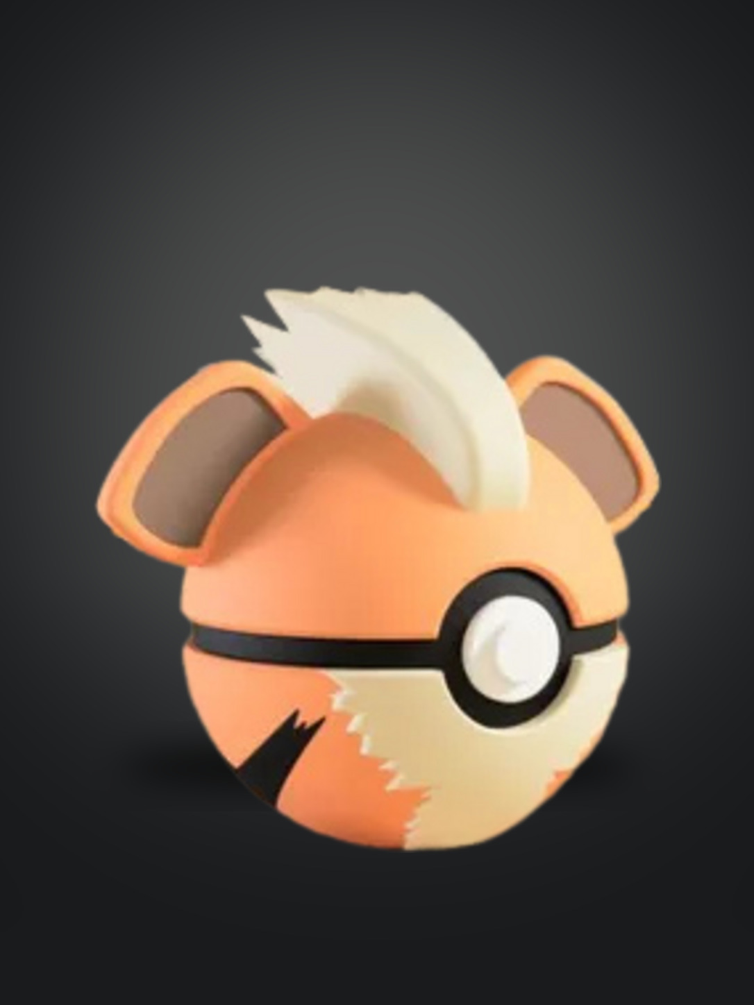 Vista frontal de la pokebola Growlithe