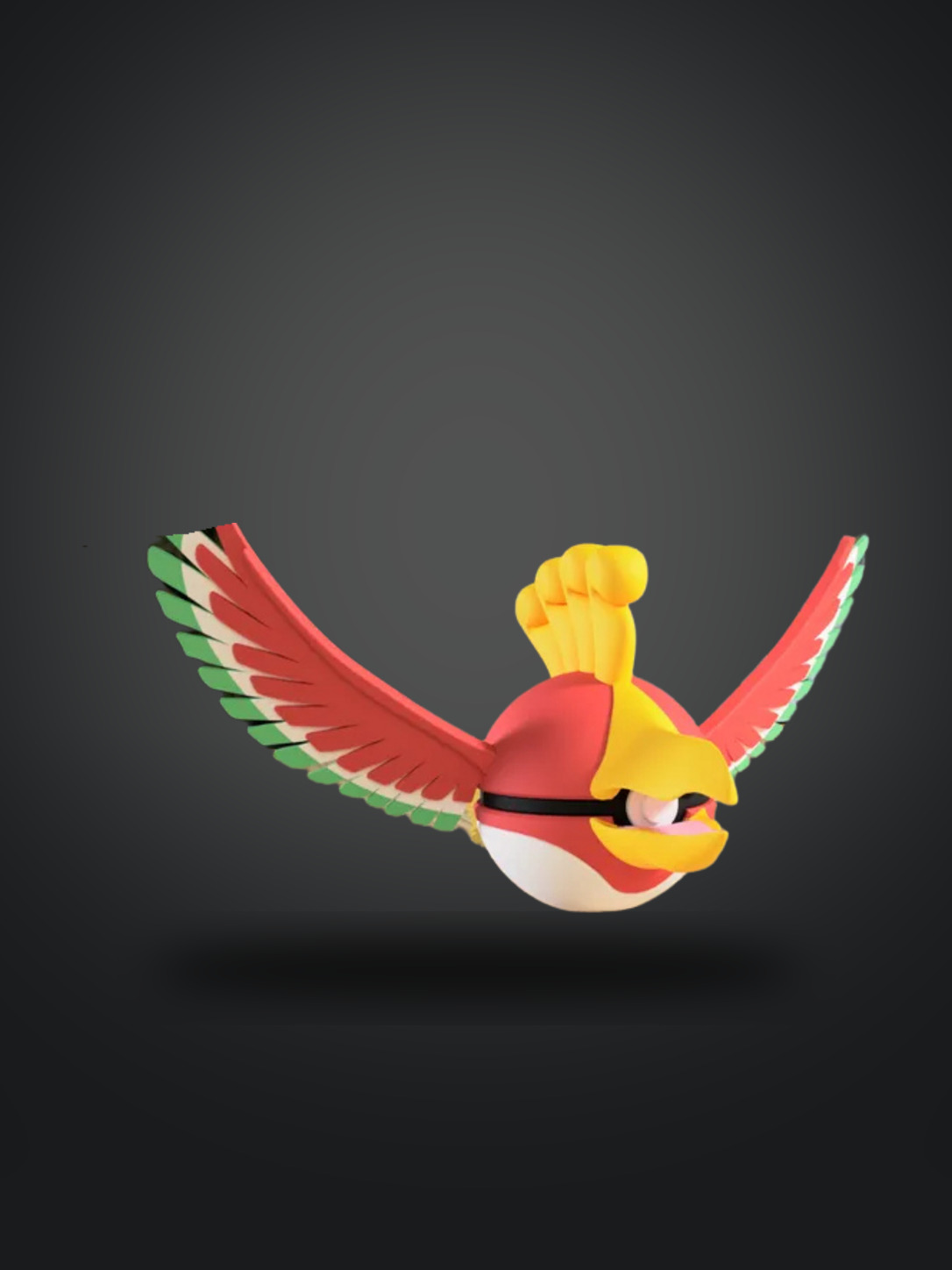 Vista frontal de la pokebola Ho-Oh