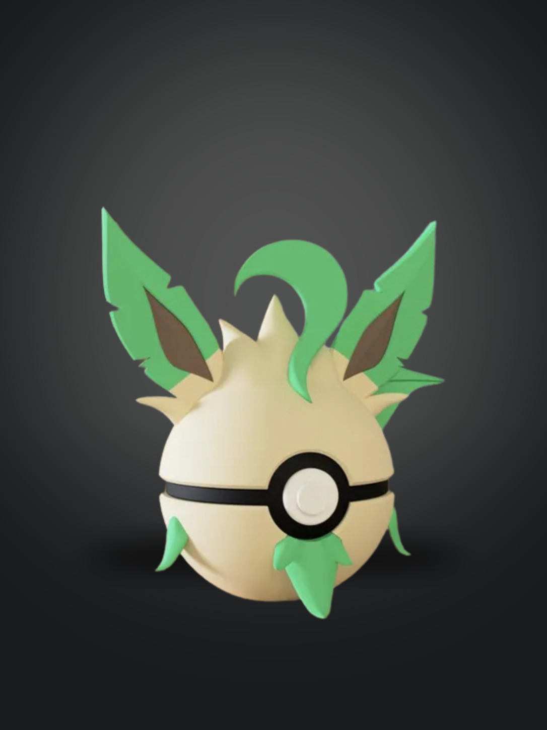 Vista frontal de la pokebola Leafeon