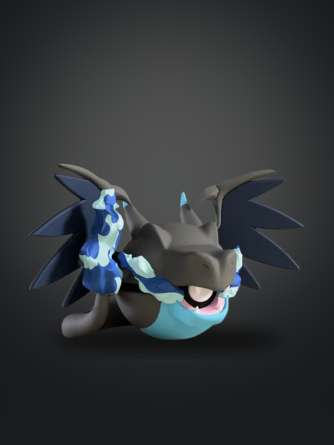 Vista frontal de la pokebola Mega Charizard X