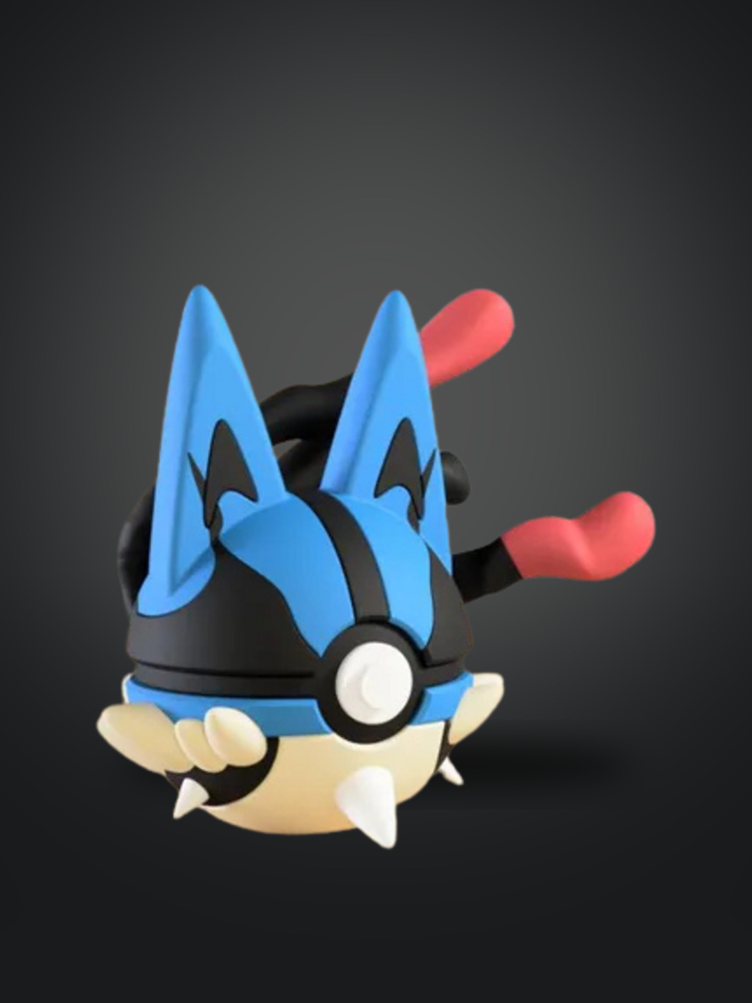 Vista frontal de la pokebola Mega Lucario