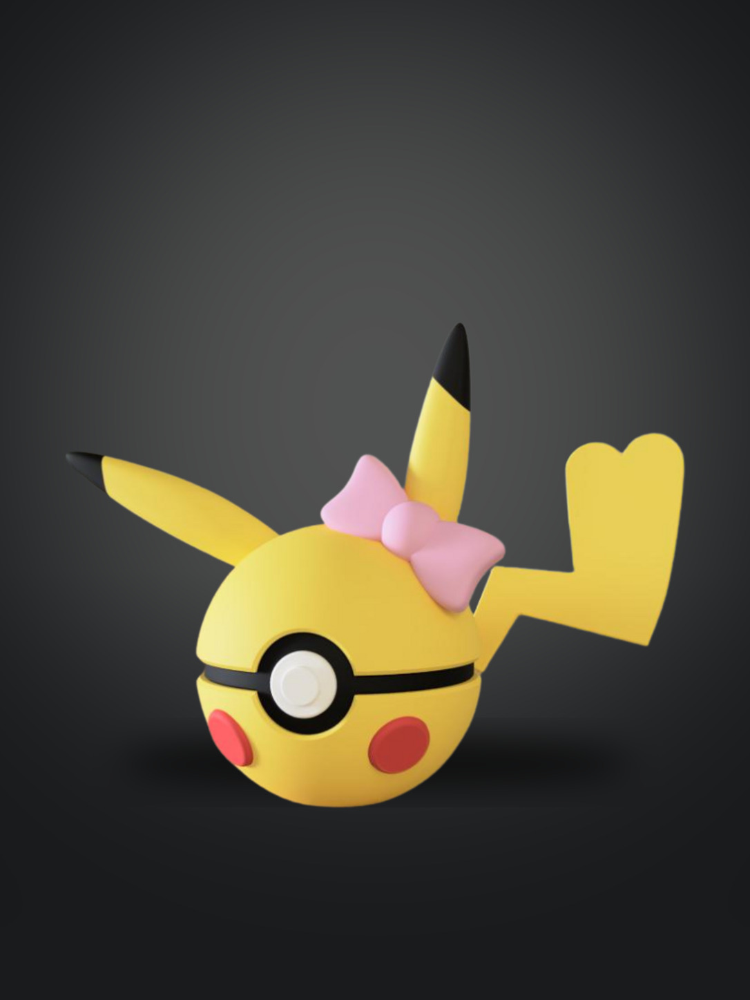 Vista frontal de la pokebola Pikachu Hembra