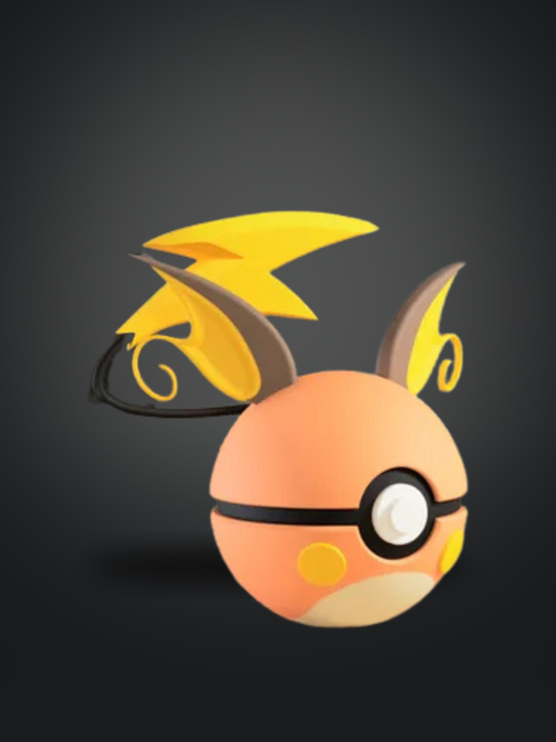 Vista frontal de la pokebola Raichu