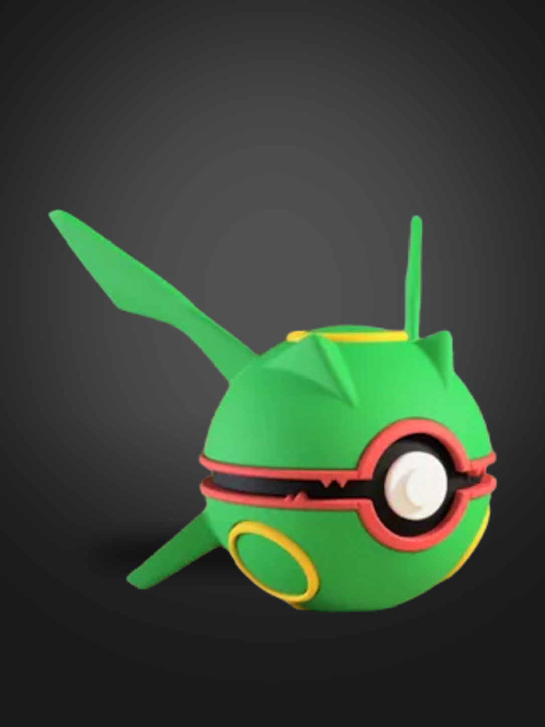 Vista frontal de la pokebola Rayquaza