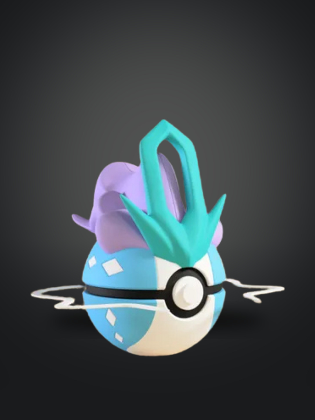 Vista frontal de la pokebola Suicune