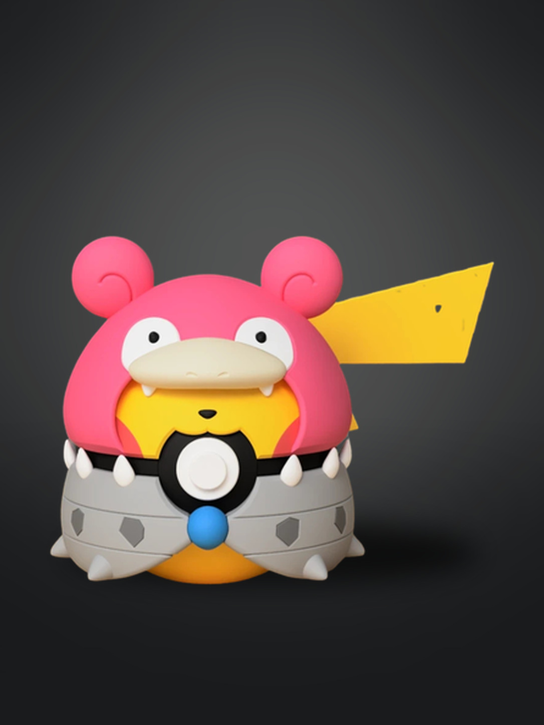 Vista frontal de Pikachu Mega Slowbro Poncho