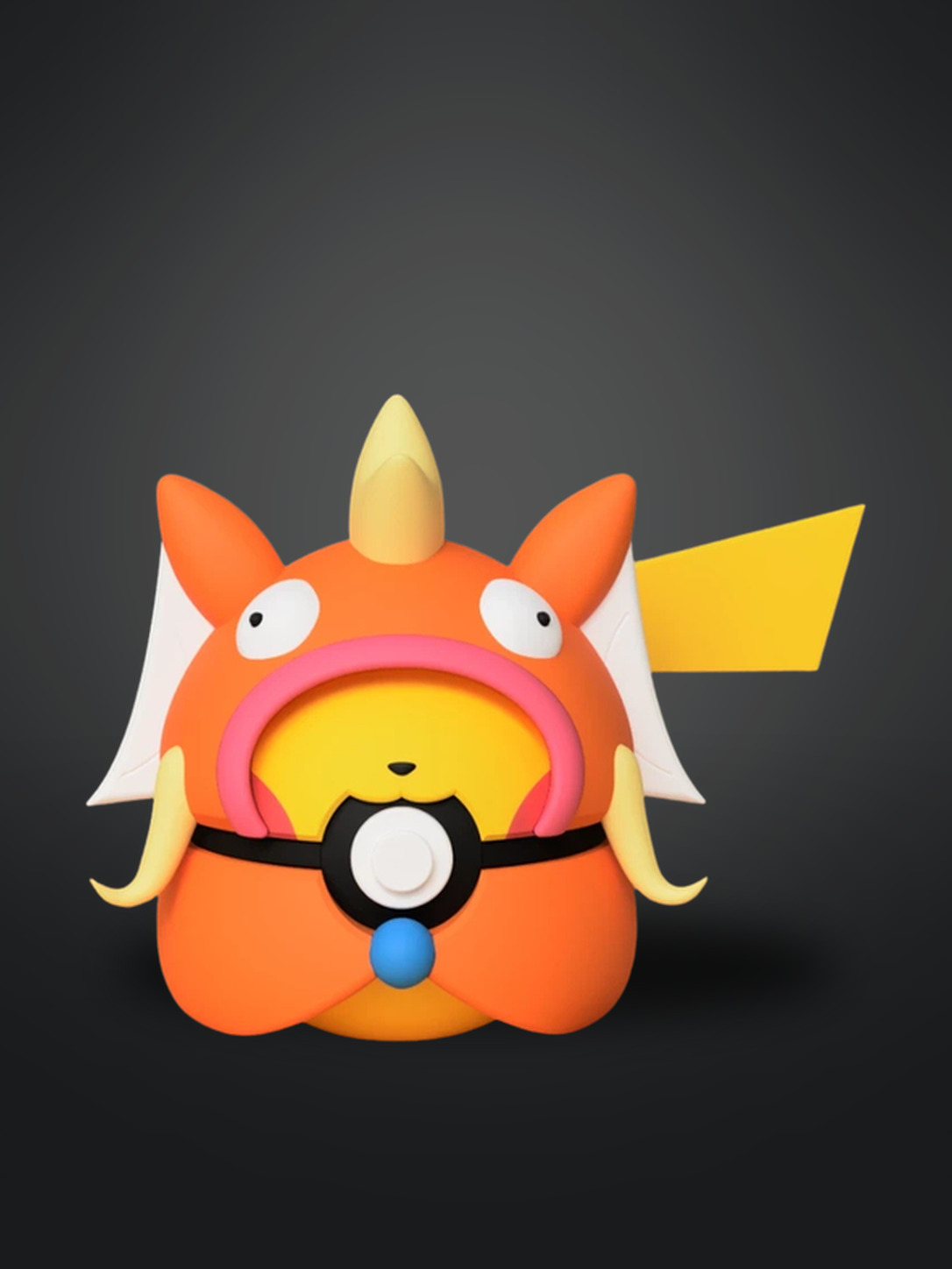 Vista frontal de Pikachu Magikarp Poncho