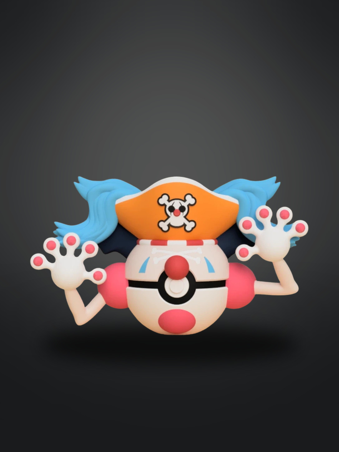 Vista frontal de Buggy the Clown Mr. Mime